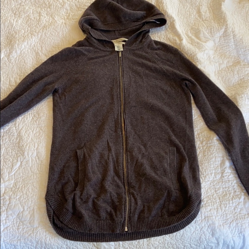 Max studio 100% cashmere zip up sweater with hood